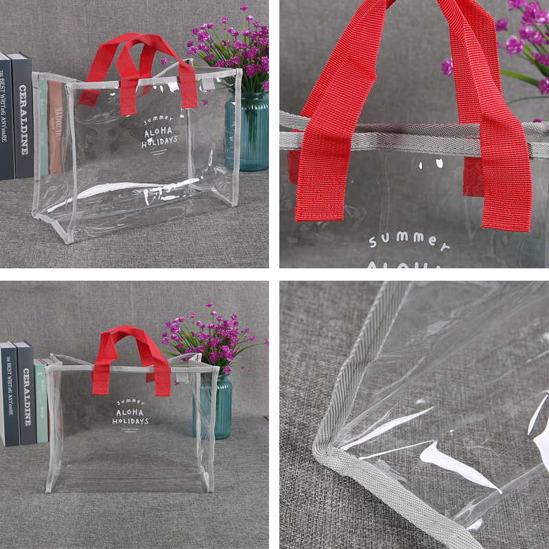 Custom colorful transparent beach clear PVC tote bag